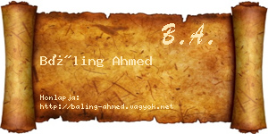 Báling Ahmed névjegykártya